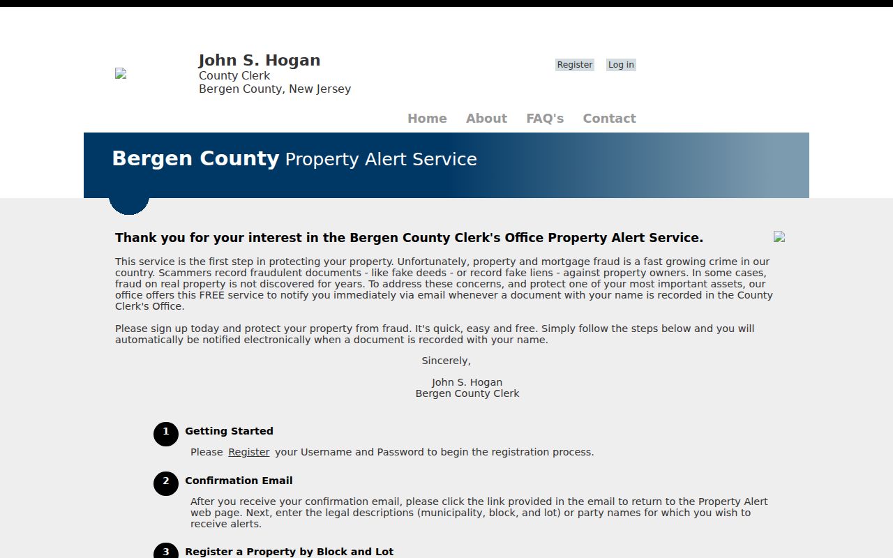 Mahwah neighbors property-record alert enrollment screen