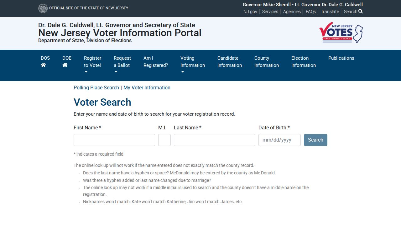 Mahwah residents directory New Jersey voter status search