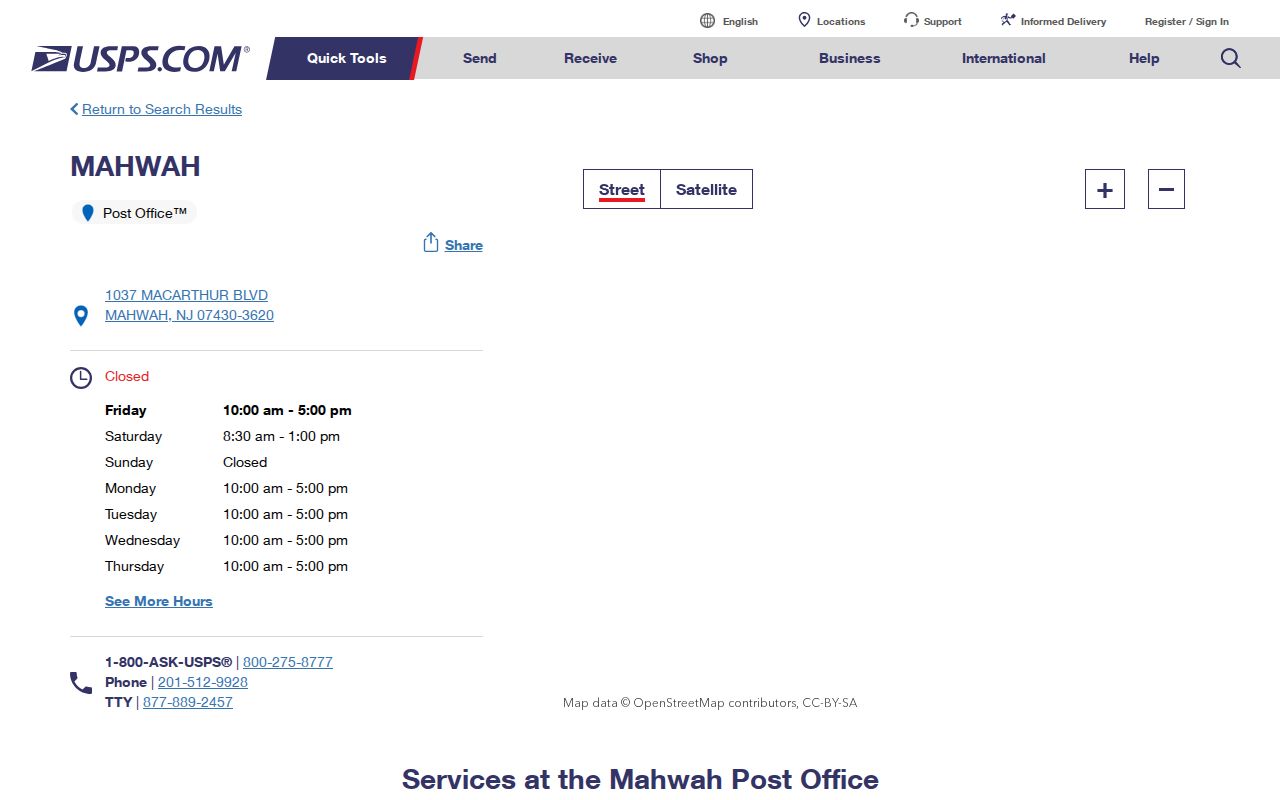 Mahwah ZIP code 07430 USPS post office lookup